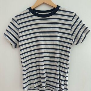 Brandy Melville Striped Navy and White T-Shirt